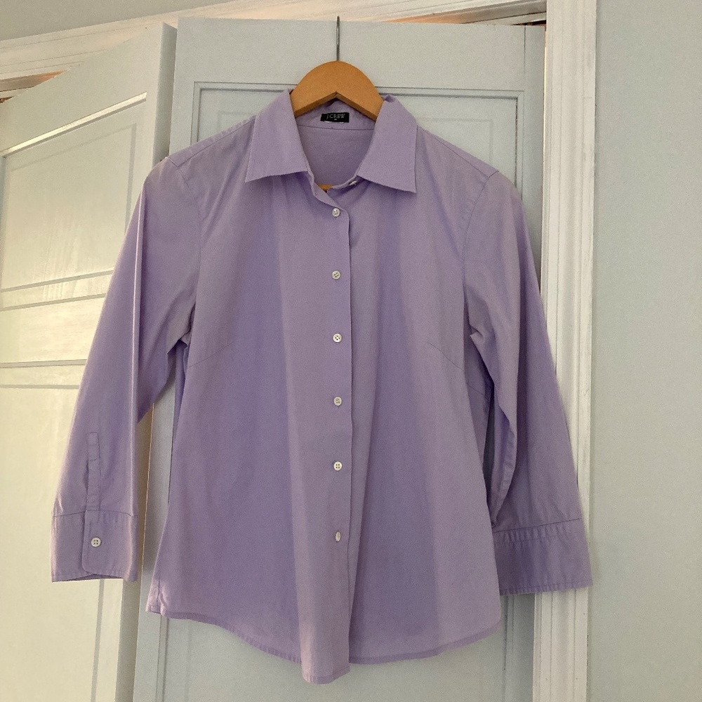 Womens J. Crew Purple Cotton Button Down Shirt